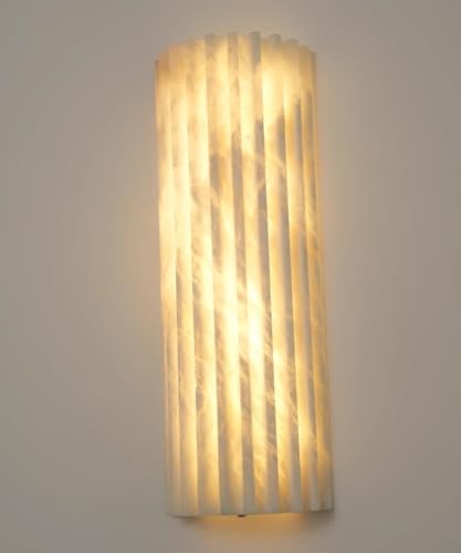 17.7in Natural Alabaster Wall Sconce Semicircle Marble Wall Light Hardwired