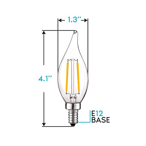4W Vintage Candelabra LED Bulbs Dimmable (6 Count)