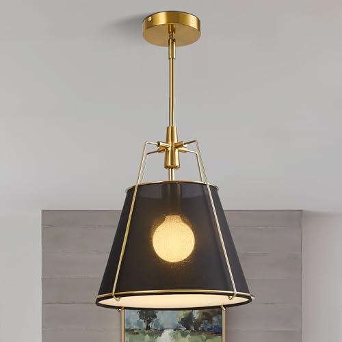 Modern Pendant Light Fixtures with 13" Black Linen Fabric Shade