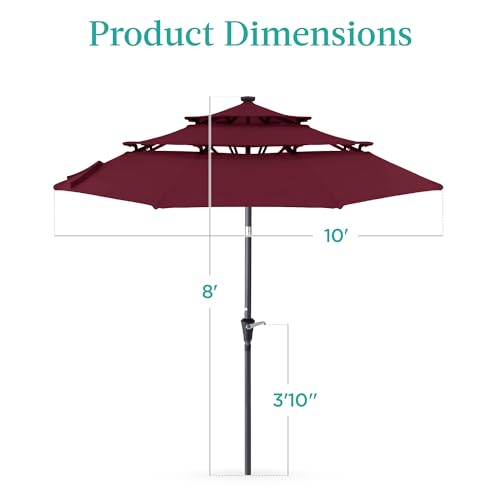10ft 3 Tier Solar Patio Umbrella