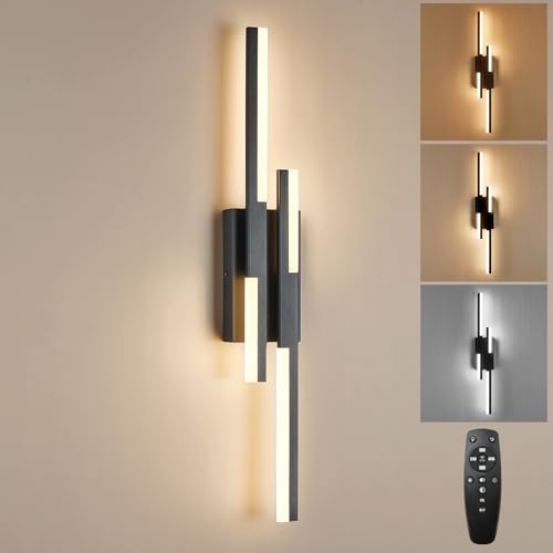 Modern LED Wall Sconce Black Remote Wall Light Fixtures for Bathroom