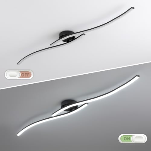 47.24Inch Linear Ceiling Light 6000K Black Modern Ceiling Light Fixture 35W Long Flush Mount Ceiling Lamp for Hallway
