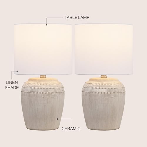 Hugo 16.75" Reeded Ceramic Table Lamp (2 Count)