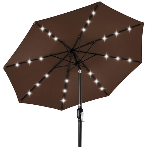 10ft Solar Polyester LED Lighted Patio Umbrella w (10 Feet)