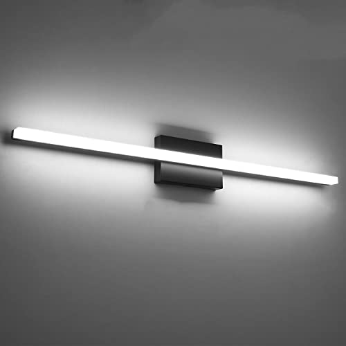 LED Bathroom Vanity Light Bar 36 Inch 20W Black IP44 Over Mirror Lighting Fixture Wall Sconce Indoor Modern Cool White 6000K