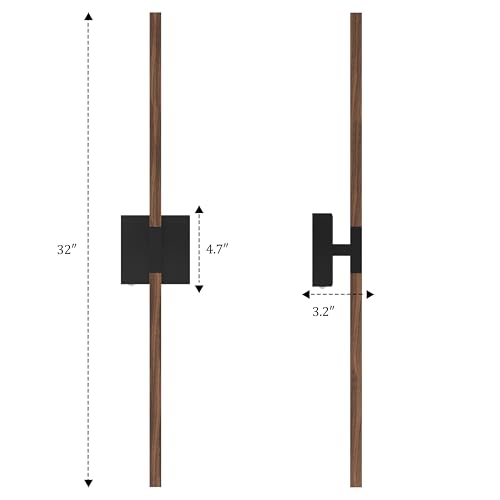 Black Walnut Rechargeable Wall Sconce with Remote Control 32 Inch