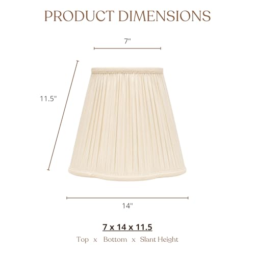 BS-754-14EG-2 Bottom Scallop Gather Pleat Basic Lamp Shade, 7 x 14 x 11.5, Eggshell, 2-Pack (2 Count)
