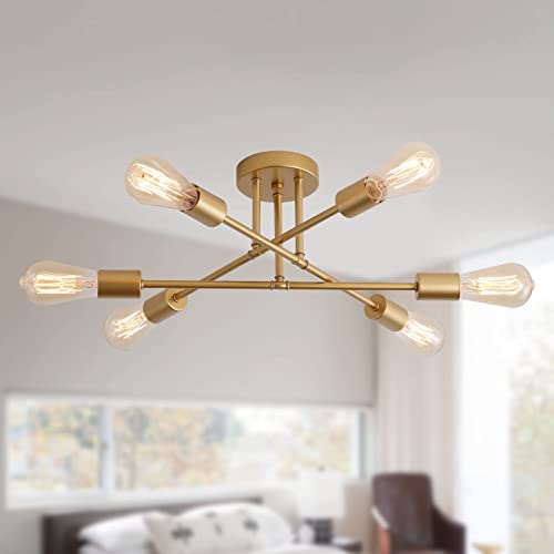 Gold Modern Sputnik Chandelier Ceiling Light Fixtures