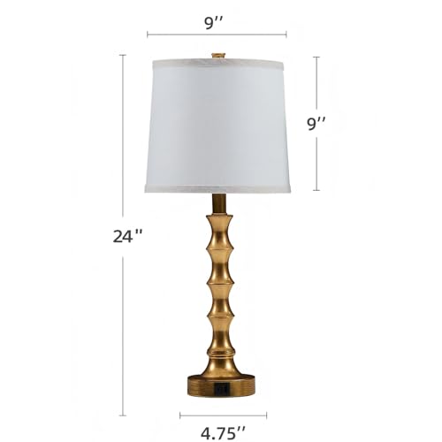 24" Small Gold Buffet Lamps Set of 2 with USB A+C Ports (2 Count)