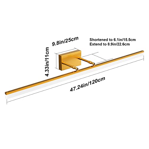 Copper Bathroom Vanity Light 48inch Adjustable Modern LED Vanity Light for Bathroom Gold Lights Fixtures 5500K