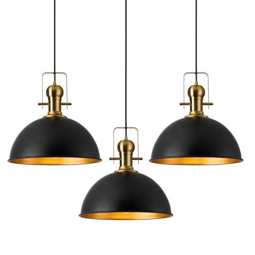 12 Inch Black Farmhouse Pendant Lights for Kitchen Island 3 Pack (3 Count)