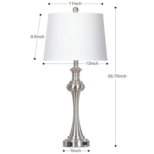 28.75" Silver Table Lamps for Living Room (2 Count)