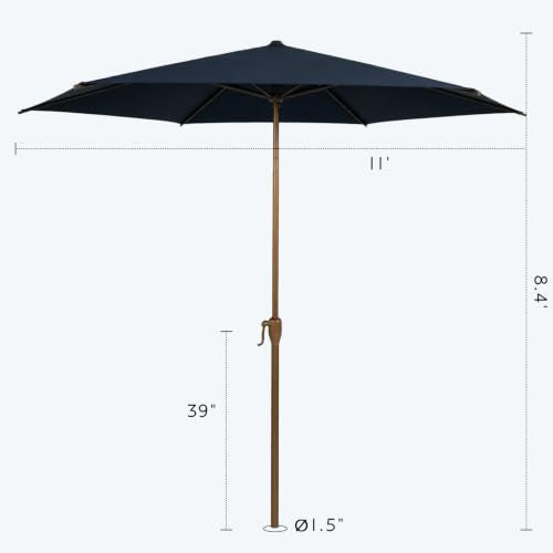 9FT Outdoor Patio Umbrella Outdoor Table Umbrella with Crank Market Umbrella 6 Sturdy Ribs UV Protection Waterproof and Push Button Tilt for Garden Deck Backyard Pool