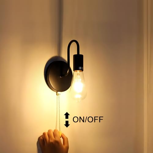 2 Pack Hardwired Vintage Wall Sconce with Switch E26 (2 Count)