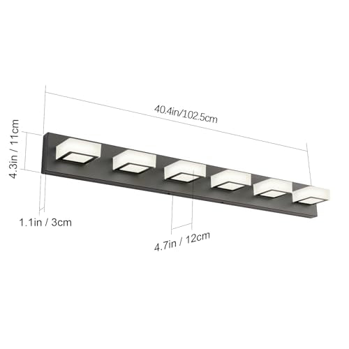 Modern Matte Black Bathroom Vanity Light Fixtures 6 Lights Acrylic Modern LED Black Vanity Lights for Bathroom