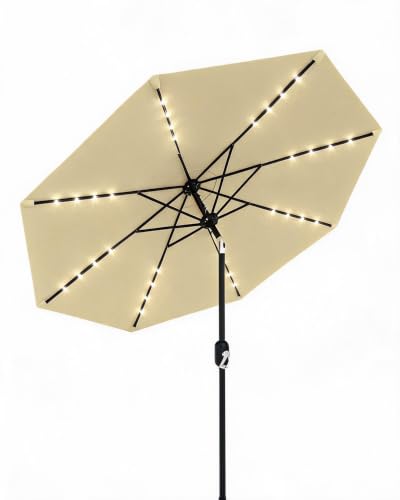 9FT Solar LED Patio Umbrella with Tilt & Crank
