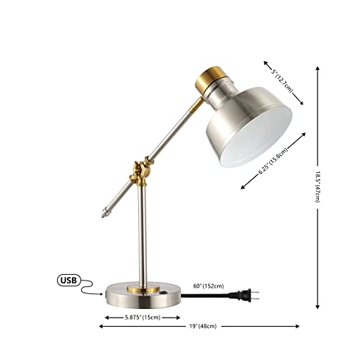 Allegra Metal Task Desk Lamp USB Port 18.5"