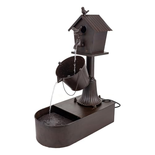 Metal Outdoor Garden Fountain 27" Soothing Water Flow