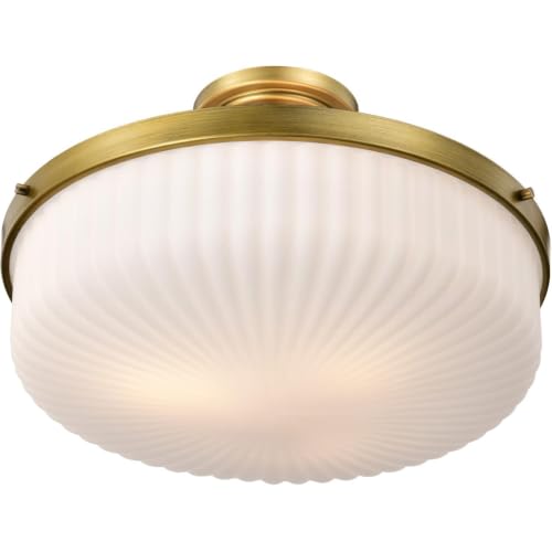 16.6 Inch Natural Brass Semi Flush Mount by Nuvo