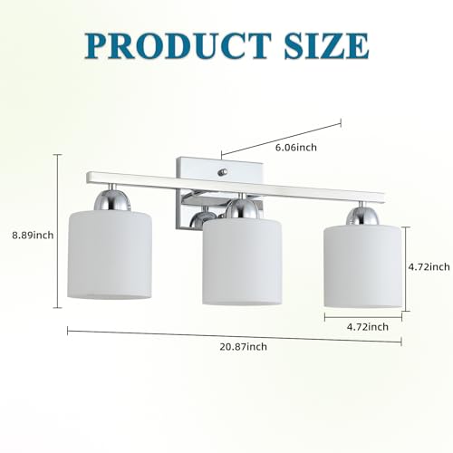 Stainless Steel Milk Glass Vanity Lights for Bathroom