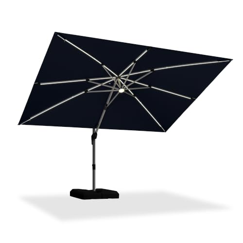 Cantilever Umbrella 9' X 12' Solar LED Light Patio