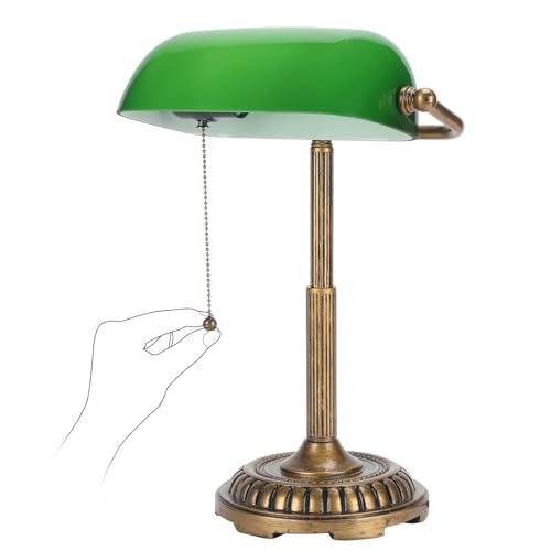 Bankers Lamp Green Desk Lamp with Pull Switch