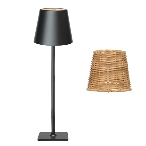 Outdoor Waterproof Cordless Wireless Rechargeable Portable Top Touch Battery Operated Powered LED Table Lamp Desk Lamp Lights for Restaurant Kitchen Patio Dinner Dining