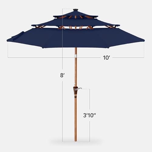 10ft 3 Tier Solar Patio Market Umbrella