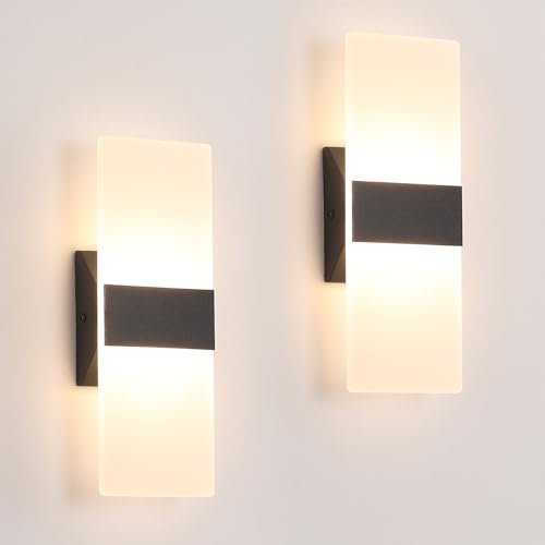 Modern Black LED Wall Sconce Set of 2