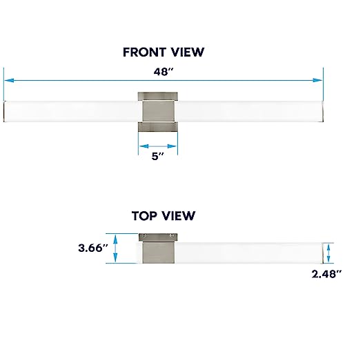 LED Bathroom Vanity Light Fixtures Square 48 Inch Brushed Nickel 5 CCT 2700K
