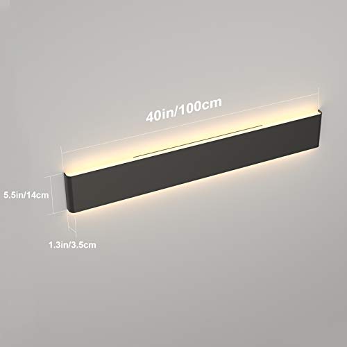 39.3inch Modern Black Vanity Light Fixtures LED Bathroom Wall Light Up and Down Bathroom Lighting Fixtures Warm White Light 3000K