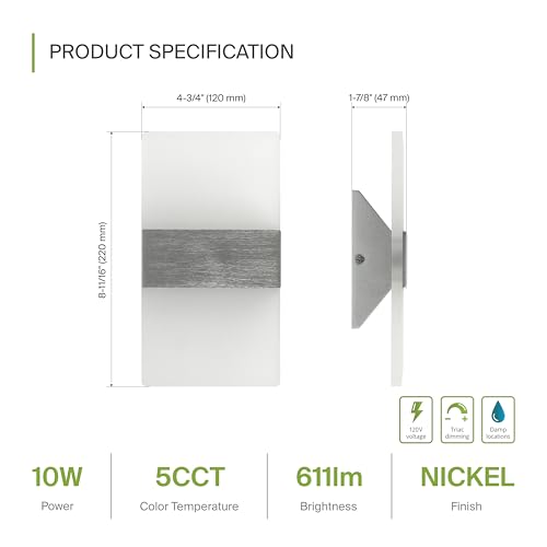 8 Inch Indoor LED Wall Sconce (2 Count)