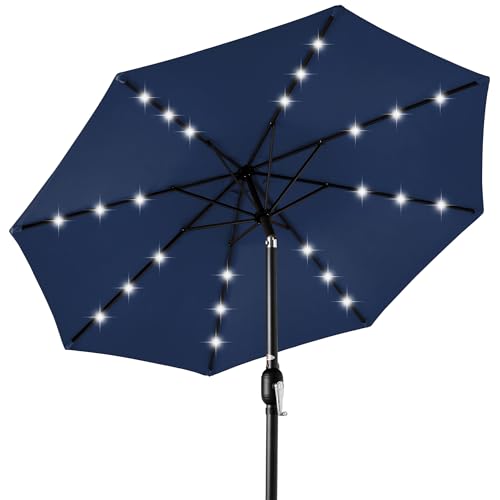 10ft Solar Polyester LED Lighted Patio Umbrella w (10 Feet)