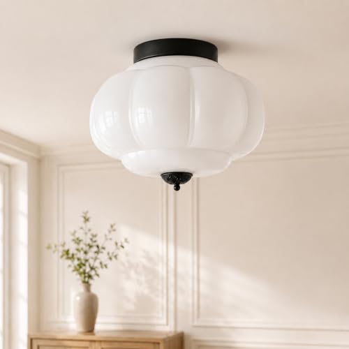 Milk Glass Flush Ceiling Light