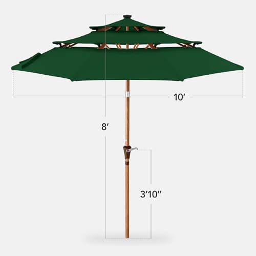 10ft 3 Tier Solar Patio Market Umbrella