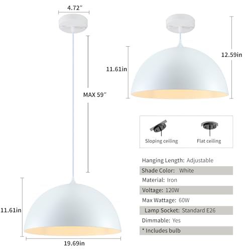 White Large Pendant Light 2 Packs (2 Count)