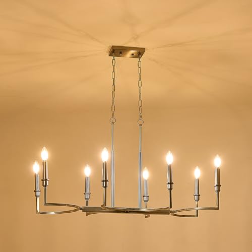 8 Light Candelabra Chandelier Dining Room Nickel Chandeliers 38in