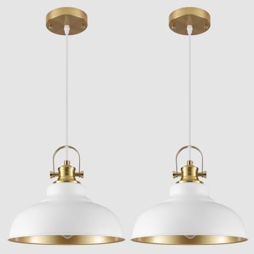 White and Gold Pendant Light (2 Count)