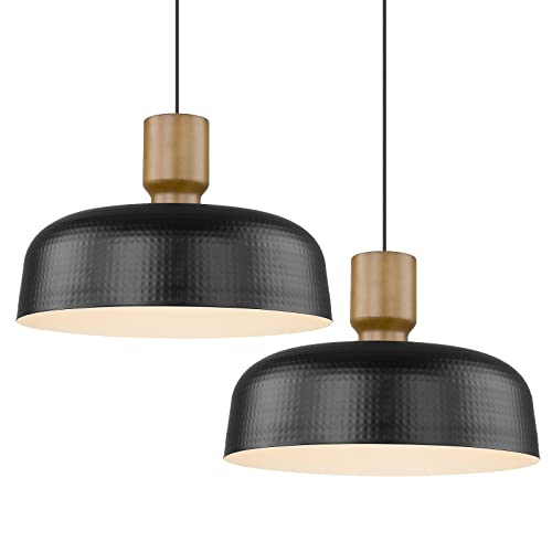 Large Industrial Pendant Light Fixtures with Hammered Metal Shade (2 Count)