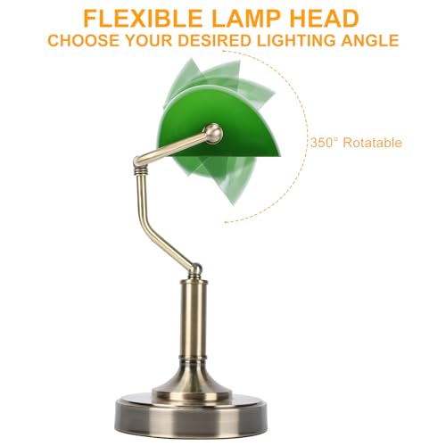 Bankers Lamp Green Desk Lamp with Touch Control Switch