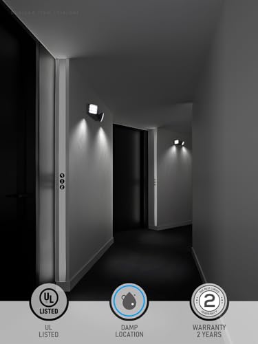 4 Pack LED Emergency Lights with Battery Backup UL Listed Black (4 Count)