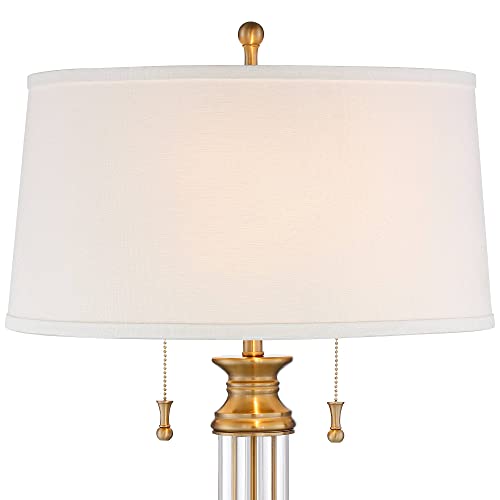 Rolland 30" Large Table Lamps Set of 2 Gold Brass Glass Antique (2 Count)