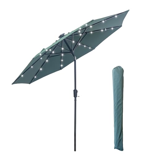 9FT Solar Patio Umbrella with 32 LED Lights