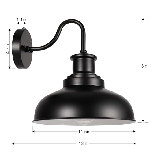 Dusk to Dawn Outdoor Barn Light Outdoor Wall Sconce Farmhouse Exterior Wall Mount Light Vintage Outside Wall Lighting Fixture Industrial Black White Lantern for Porch Garage Patio