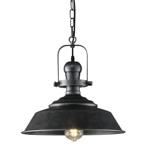 14.2 Inch Silver Black Farmhouse Pendant Light for Kitchen Island