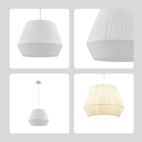 White Fabric Pendant Light Shade