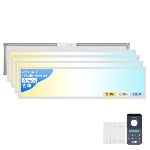 4PCS 1x4 LED Flat Panel Light Surface Mount with Wireless Switch (4 Count)