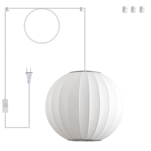 11.8in Plug in Hanging Lamp Small Lantern (Plug in White Round / 11.8in)
