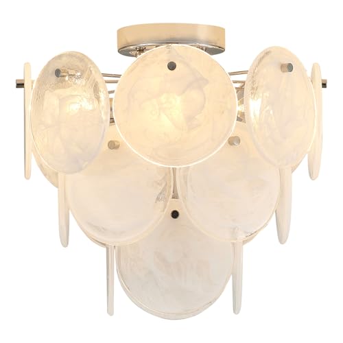 Modern Flush Mount Glass Ceiling Light Chrome Finish