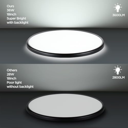2 Pack 18" Dimmable Flush Mount Ceiling Light Fixture (2 Count)